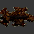 Game Movie Character Ferocious Monster With Fiery Orange Red Texture Sharp Claws And Open Mouth