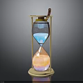 Unique Decorative Hourglass With Wooden Frame Blue Pink Sand And Spoon On Top