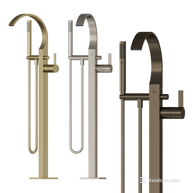 Modern Minimalist Shower Faucets in Gold Silver and Black Contemporary Design 3d model 