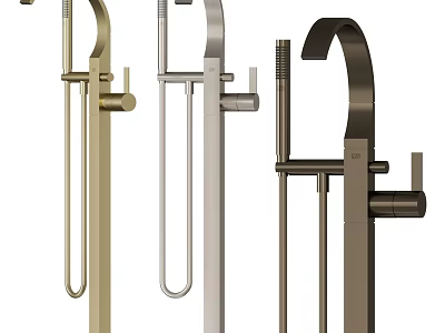 Modern Minimalist Shower Faucets in Gold Silver and Black Contemporary Design 3d model