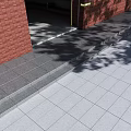 Plaza Paving Design with Square Tiles Red Brick Buildings and Tree Shadows