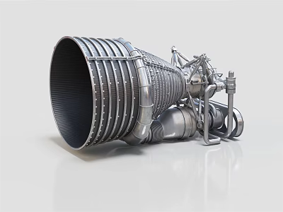 Modern Jet Engine With Metallic Turbine Blades And Industrial Mechanical Structure 3d model