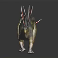 Detailed Stegosaurus Dinosaur Model With Spiked Back Plates And Red Black Tail Spikes