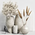 Decorative Ornament Set With Horse Head Sculpture Ceramic Vase Dried Pampas Grass And Headphone Stand