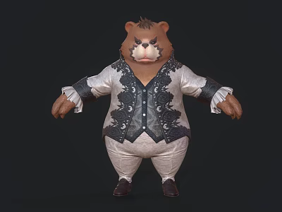 Anthropomorphic Reptile Character Wearing Ornate Vest And Pants Standing Pose 3d model