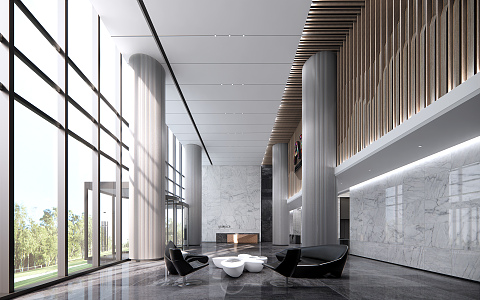 Modern Hall Office Lobby 3d model