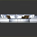 Curved Blue Sectional Sofa with Brown Cushions Modern Upholstered Living Room Furniture Design