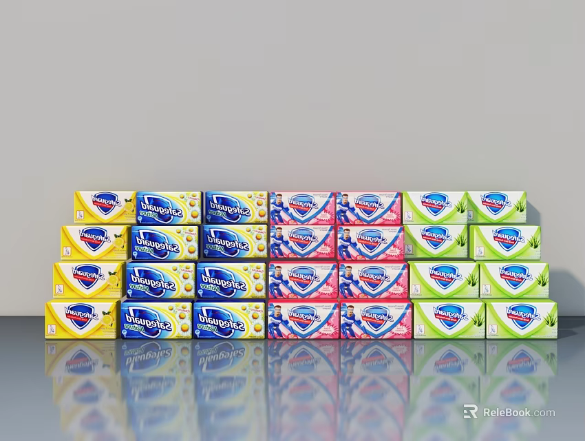 Colorful Stacked Soap Commercial Equipment With Neat Rows For Retail 3d model 