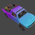 Starry Patterned Pickup Truck Featuring Blue Purple Body And Rear Spare Tire