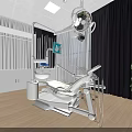 Modern Dental Clinic Interior With Dental Chair Medical Monitor And Green Plant