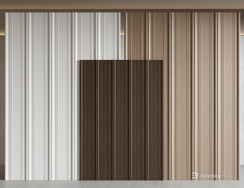 Modern Vertical Wall Panels in White Brown and Beige for Interior Design 3d model