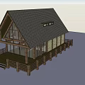 Modern Rustic Detached House With Wooden Structure Black Roof And Railed Porch