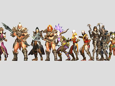 Game and Movie Characters with Diverse Costumes Various Weapons and Distinctive Poses 3d model