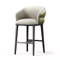 Modern Upholstered Bar Stools With Neutral And Green Fabric And Metal Frames