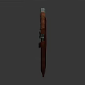 Traditional Weapon With Sharp Metal Blade Red Wrapped Handle And Leather Sheath 3d model