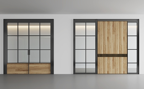 Store glass door flat door 3d model