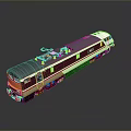 Modern Electric Train Yellow Front Purple White Body Black Roof Red Top Components