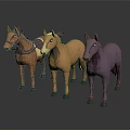 Vibrant Cartoon Horses 3D Models with Different Colors for Decorative Design Projects 3d model