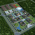 Aerial View Of School Campus With Modern Buildings Green Spaces And Sports Facilities