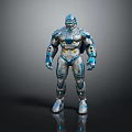 Sci-Fi Robot Character In Blue Silver Armor With Mechanical Details And Glowing Elements 3d model
