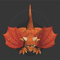 Red Dragon Figure With Orange Yellow Spots Green Eyes And Wings On Black Base