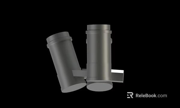 Other Gray Cylindrical Industrial Components With Flat Base And Side Attachments 3d model 