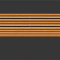 Orange Wooden Slatted Bench With Metal Armrests And Sturdy Frame Design