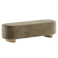 Beige And Olive Green Upholstered Bed Benches With Wooden Legs And Blanket