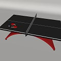 Modern Sports Equipment Ping Pong Table with Black Tabletop Red Curved Legs and Paddles