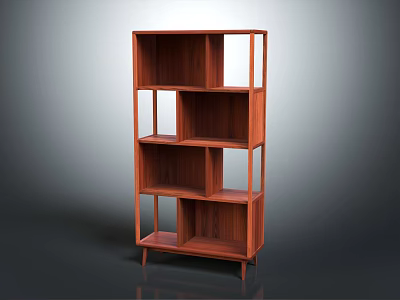 Wooden Shelf Unit with Multiple Open Compartments Simple Modern Design for Home Storage 3d model