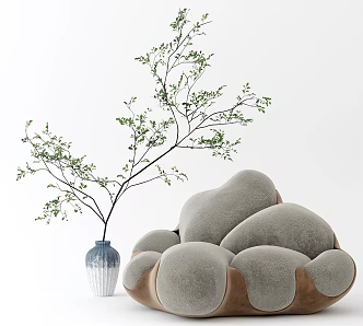 Modern Lazy Sofa Casual Sofa Coffee Table Combination 3d model