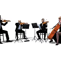 Modern multiplayer music playing man violin cello 3d model