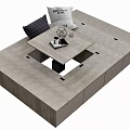 Modern Wooden Platform Design With Storage Cabinets Coffee Table And Pillows 3d model