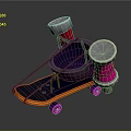 Creative Skateboard Device With Pot Red Pink Speakers Purple Wheels And Orange Edge