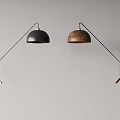 Modern Wall Lamps With Black And Brown Dome Shades And Curved Arms Design