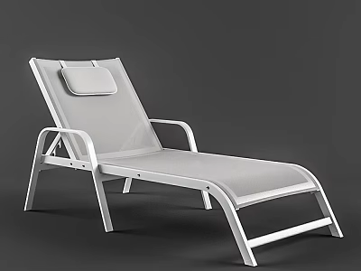 White Mesh Lounge Chair With Metal Frame And Cushion For Outdoor Relaxation 3d model