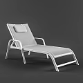 White Mesh Lounge Chair With Metal Frame And Cushion For Outdoor Relaxation