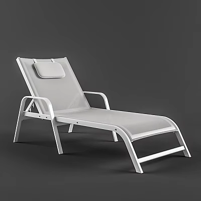 White Mesh Lounge Chair With Metal Frame And Cushion For Outdoor Relaxation 3d model