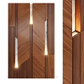 Modern Wooden Bedroom Accent Wall With Wood Grain Pattern And Built-in Lighting