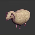 White Sheep With Curved Horns And Fluffy Wool On Dark Background Displaying Smooth Reflection