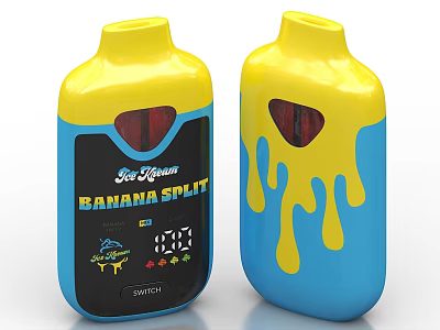 Joe Vapor Banana Split Vape Device With Yellow Blue Melted Drip Design 3d model