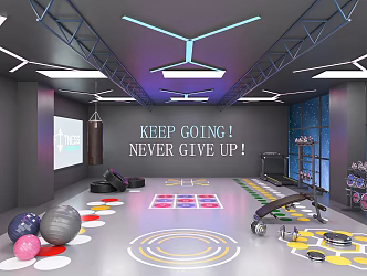 Modern Gym Private Teaching Room Dumbbell Room Fitness Equipment Sports Equipment Yoga Ball 3d model