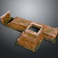 Ancient Brick Architectural Ruins Structure With Square Opening And Historical Details