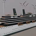 Modern Cruise Ship With Multiple Decks Green Plants And White Hull Design