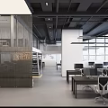 Modern Public Office Space Interior Design With CBD Signage Staircase And Work Desks