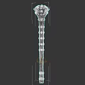 Ornate Spiked Weapon with Metal Handle Riveted Details and Wooden Grip