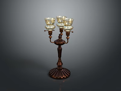 Elegant Vintage Metal Candelabra With Four Glass Candle Holders And Ornate Bronze Base 3d model