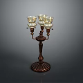 Elegant Vintage Metal Candelabra With Four Glass Candle Holders And Ornate Bronze Base