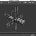Orbital Space Station Structure With Solar Panels And Modules