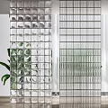 Glass Block Wall Design With Natural Light And Green Plants Interior